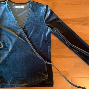 Green Velvet Madewell wrap long sleeve